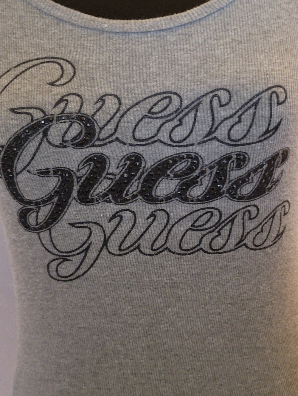 GUESS Gray Ribbed Logo Tank Top - Picture 2 of 3